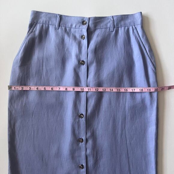 vintage lavender linen midi skirt with button front and pockets - Picture 7 of 7
